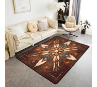 Homemissing Ethnic Totem Arrow Area Rug 150 * 200cm Kids Southwestern Aztec Living Room Rugs for Bedroom for Boys Girls Geometric Farmhouse Decor Carpet Indoor Floor Mat Polyester
