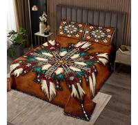 Homemissing Ethnic Totem Arrow Bedspread King Size Kids Southwestern Aztec Coverlet Set for Boys Girls Geometric Farm Quilted Coverlet Soft Lightweight Microfiber Room Decor