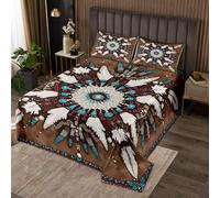 Homemissing Ethnic Totem Arrow Bedspread King Size Kids Southwestern Aztec Coverlet Set for Boys Girls Farmhouse Quilted Coverlet Soft Lightweight Microfiber Room Decor
