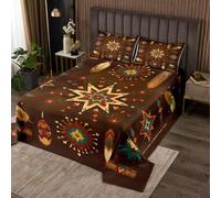 Homemissing Ethnic Totem Arrow Bedspread King Size Kids Southwestern Aztec Coverlet Set for Boys Girls Western Rustic Quilted Coverlet Soft Lightweight Microfiber Room Decor