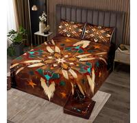 Homemissing Ethnic Totem Arrow Bedspread King Size Kids Southwestern Aztec Coverlet Set for Boys Girls Geometric Farmhouse Quilted Coverlet Soft Lightweight Microfiber Room Decor