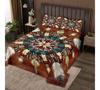 Homemissing Ethnic Totem Arrow Bedspread King Size Kids Southwestern Aztec Coverlet Set for Boys Girls Farm Quilted Coverlet Soft Lightweight Microfiber Room Decor
