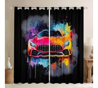 Homemissing Extreme Sports Theme Boy Curtains for Bedroom Living Room Racing Car 30%-50% Blackout Darkening Drapes Sports Cars Window Treatments, 2 Panels W66*L72 For Kids Boys Teens Room Decor