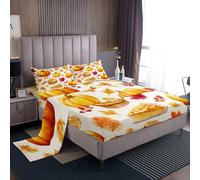 Homemissing Fall Pumpkin Bed Sheets Sets Double Size Kids Boys Girls Thanksgiving Decor Bedding Set Fall Festival Bed Sheet Set with 16-Inch Deep Pockets Autumn Maple Leaves 4Pcs with 2 Pillow Cases
