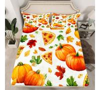 Homemissing Fall Pumpkin Fitted Sheet with 1 Pillowcase Single Size Happy Fall Y'all Bed Sheets Set 16" Deep Pocket Boys Girls Autumn Maple Leaves Bedding Thanksgiving Decor Bedroom Decor Breathable
