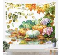 Homemissing Fall Pumpkin Tapestry Botanical Nature Theme Wall Art Happy Fall Y'all Wall Hanging Blanket for Living Room Bedroom Thanksgiving Decor Home Decor Small Medium 51x59 Inch