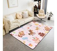 Homemissing Farm Animal Area Rug 150*200cm for Bedroom Cartoon Pigs Living Room Rugs Soft Non-slip Pink Farm Nursery Decor Carpet Funny Country Theme Indoor Floor Mat Rustic Farmhouse for Dining Room