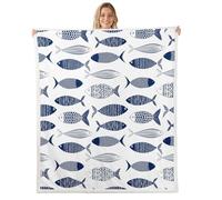 Homemissing Fish Decor Sherpa Throw Blanket for Couch Coastal Fish Super Soft Cozy Fleece Underwater World Blanket for Winter, Plush Throw Abstract Boho Baby 30x40Inch All Season