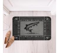 Homemissing Fish Polyester Bath Rug Vintage Fish Soft Fleece Door Carpet for Kids Boys Girls Wildlife Hunting Theme Non Slip Bath Mat Cabin Grey Bathroom Floor Indoor Doormat,16x24 Inch