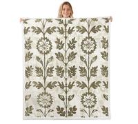 Homemissing Floral Sherpa Throw Blanket for Couch Vintage Tulip Floral Super Soft Cozy Fleece Flower Farmhouse Blanket for Winter, Plush Throw Double 60x79Inch All Season