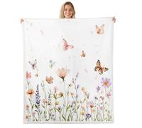 Homemissing Floral Throw Blanket Butterfly Soft Fleece Sherpa Cozy Fuzzy Plush Warm Flower Fuzzy Plush Throw Blossom Baby 30x40Inch for Bed Couch Living Room