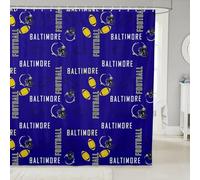 Homemissing Football Bathroom Accessories 180x200cm Baltimore Shower Curtain for Bathroom Decor for Kids Boys Girls American Football City Bath Curtain Purpel Yellow Rugby Sports Room Decor