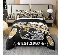 Homemissing Football Duvet Cover 100% Cotton Double Size New Orleans Comforter Cover for Boys Girls Rugby Sports Football City Bedding Set 3Pcs Room Decor Breathable Soft Lightweight Microfiber
