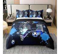 Homemissing Football Duvet Cover 100% Cotton Single Size Rugby Sports Bedding Set for Kids Boys Girls Decor Soccer Ball Game Comforter Cover Breathable Soft American Football Bedroom Decor Bedclothes
