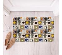 Homemissing Football Soft Fleece Door Carpet Soccer Ball Game Polyester Bath Rug for Kids Boys Girls Baseball Non Slip Bath Mat Basketball Brown Sports Bathroom Floor Indoor Doormat,20x32 Inch