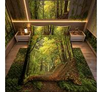 Homemissing Forest Bedding Set Autumn Forest Bedding & Linen Trees Foggy Duvet Cover Set Soft Microfiber Zipper Woodland Scene Quilt Cover Single Size