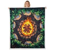 Homemissing Funny Campfire Sherpa Throw Blanket for Couch Cartoon Camping Super Soft Cozy Fleece Happy Camping Blanket for Winter, Plush Throw Bonfire Double 60x79Inch All Season