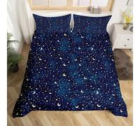 Homemissing Galaxy Duvet Cover Double Size Blue Starry Sky Universe Space Bedding Set for Boys Girls Mysterious Stars Pattern Comforter Cover Bedroom Decor 3Pcs No Comforter 2 Pillowcase
