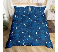 Homemissing Galaxy Duvet Cover Super King Size Blue Starry Sky Universe Space Comforter Cover for Boys Girls Mysterious Stars Moon Pattern Bedding Set 3Pcs Room Decor No Comforter
