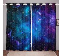 Homemissing Galaxy Outer Space Curtains For Bedroom Living Room - Starry Nebula Universe Windows Drapes W66*L90 - Astronomy Theme