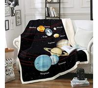 Homemissing Galaxy Sherpa Blanket Universe Planet Printed Fleece Throw Blanket Outer Space Themed Plush Blanket Black Starry Sky Fuzzy Blanket Baby 30x40 Inch