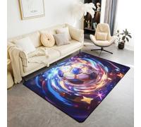 Homemissing Galaxy Soccer Area Rug 100 * 150cm Polyester | Football Living Room Rugs for Bedroom Nebula Star Decor Carpet Indoor Floor Mat Soft Non-slip