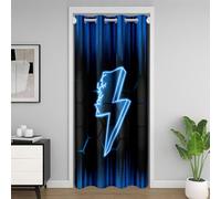 Homemissing Game Flash 30%-50% Room Darkening Blackout Curtain 86x203cm Boys Girls Ombre Door Curtain for Doorway Privacy For Kids Honeycomb Room Divider Curtain Cover Blue Black Window Treatments