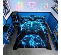 Homemissing Gamepad Controller Duvet Cover Set Double Size For Kids Boys Teens Flash Gamer Video Bedding Set Modern Vr Player Bedding Comforter Cover Gaming Room Decor Duvet Cover with 2 Pillowcases