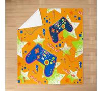 Homemissing Gamer Flannel Blanket Plush Fuzzy Baby 30x40Inch Teens Gaming Fleece Throw Blanket Orange Blue Gamepad Print Cozy Blanket for Girls Boys Kids Couch Decor