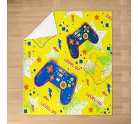 Homemissing Gamer Flannel Blanket Plush Fuzzy Baby 30x40Inch Teens Gaming Fleece Throw Blanket Yellow Blue Gamepad Print Cozy Blanket for Girls Boys Kids Couch Decor