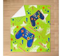 Homemissing Gamer Flannel Blanket Plush Fuzzy Baby 30x40Inch Youth Gaming Fleece Throw Blanket Green Blue Gamepad Print Cozy Blanket Girls Boys Kids Couch Decor