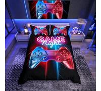 Homemissing Gamer Printed Bedding & Linen Set Multi-color Gamepad Duvet Cover Video Game Controller Bedding Set for Kids Boys, 2 Pcs Single Size