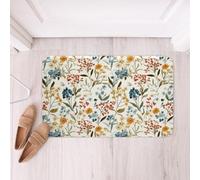 Homemissing Garden Style Floral Printed Bathroom Rugs Microfiber 16x24Inch Blossom Flowers Pattern Bath Mats Non-Slip Botanical Natural Theme Bathroom Accessories Floor Doormats Soft Door Mat