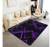 Homemissing Geometric Abstract Ombre Living Room Rugs Kids Area Rug 100 * 150cm Black and Purple Striped Decor Carpet for Boys Girls Teens Modern Simple Fashion Art Indoor Floor Mat Room Decor