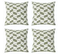 Homemissing Geometric Chevron Pattern Throw Pillow Covers Set of 4 Diagonal Striped Cushion Covers Green & White Color Block Pillow Case Modern Theme Abstract Geometric Design Bedroom Decor 50x50cm