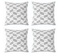 Homemissing Geometric Chevron Pattern Throw Pillow Covers Set of 4 Grey & White Color Block Decorative Pillowcase Diagonal Striped Cushion Covers Modern Theme Abstract Geometric Design 50x50cm