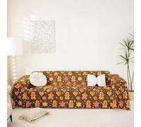 Homemissing Gingerbread Man Soft Sofa Cover Cookies Slipcover For Girls Children Merry Christmas Couch Cushion Cover For Chairs Girls Snowflake Couch Blanket Fits 1 Cushion, 231x300cm