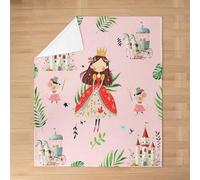 Homemissing Girl's Castle Printed Fleece Throw Blanket Pink Beautiful Fairy Tale Pattern Cozy Blanket, Princess Style Flannel Blanket Plush Fuzzy Double 60x79Inch, Soft