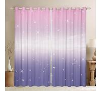 Homemissing Girls Curtains for Bedroom Living Room Pink Purple Rainbow 30%-50% Blackout Curtains for Kids Colorful Ombre Window Drapes Glitter Window Treatments W46*L72
