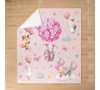 Homemissing Girls Pink Flannel Fleece Blanket Baby 30x40Inch Kids Elephant Rabbit Bear Plush Throw Blanket for Boys Teens Hot Air Balloon Print,All Season for Bed Sofa Couch Breathable Animal Flower