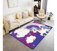 Homemissing Girls Unicorn Decor Carpet Cute Rainbow Unicorn Area Rug 150 * 200cm Living Room Rugs for Bedroom for Kids Girls Galaxy Stars Fantasy Indoor Floor Mat Princess Girly Soft