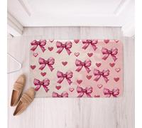 Homemissing Girly Bowknot Soft Fleece Door Carpet Pink Bow Polyester Bath Rug for Kids Boys Girls Princess Style Non Slip Bath Mat Watercolor Bowknot Bathroom Floor Indoor Doormat,16x24 Inch