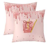 Homemissing Glitter Bow Throw Pillow Covers Set of 2 Cute Coquette Bowknot Square Cushion Covers Personalized Initial V Pillow Case Girly Bow Cushion Case Cute Dreamy Princess Bedroom Decor 50x50cm