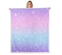 Homemissing Glitter Galaxy Sherpa Blanket Plush Fuzzy Cute Rainbow Fleece Throw Blanket Boys Girls Lovely Rainbows for Bed Couch Chair Living Room Princess Decor Bedroom Decor Baby 30x40Inch