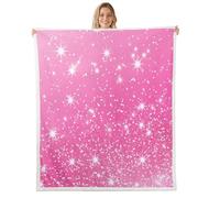 Homemissing Glitter Galaxy Sherpa Throw Blanket for Couch Pink Ombre Pastel Super Soft Cozy Fleece Rainbow Blanket for Winter, Plush Throw Colorful Baby 30x40Inch Stylish All Season