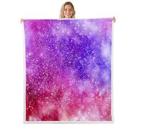 Homemissing Glitter Galaxy Throw Blanket Tie Dye Rainbow Soft Fleece Sherpa Cozy Fuzzy Plush Warm Colorful Fuzzy Plush Throw Kawaii Cloud Rainbow Baby 30x40Inch for Bed Couch Living Room