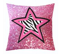 Homemissing Glitter Star Print Square Cushion Covers Set of 1 Black Zebra Throw Pillow Covers Pink Flitter Pillow Covers for Kids Boys Girls Modern Pillow Covers Teens Room Decor 40x40cm
