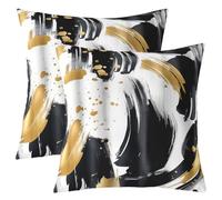 Homemissing Gold Grey Black Abstract Throw Pillow Covers Set of 2 Modern Graffiti Line Art Cushion Case Simple Geometric Decor Pillowcase Cool Unique Indoor Outdoor Super Soft 40x40cm