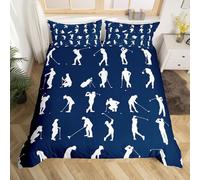 Homemissing Golf Bedding Set Double Size Kids Golf Player Comforter Cover Set for Boys Girls Teens Blue Ball Gaming Duvet Cover Fashion Sports Theme Bedspread Cover (No Comforter)