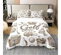 Homemissing Golf Comforter Cover Set Golf Theme Bedding Set for Kids Boys Girls Sports Games Duvet Cover 100% Cotton Golf Club Quilt Cover Room Decor 3Pcs Double Size, Zipper, No Comforter